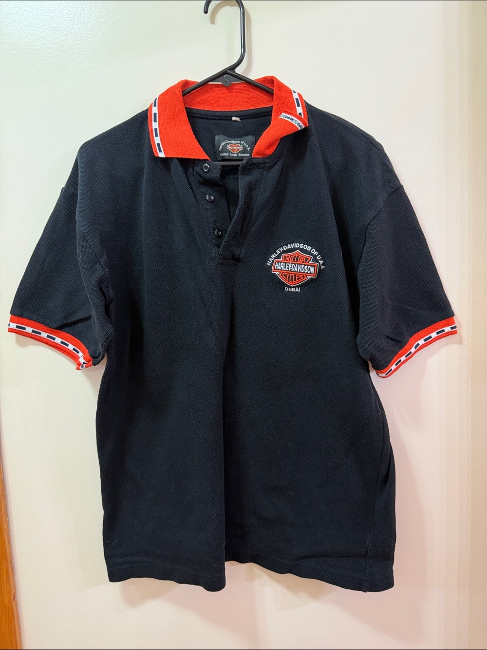 Harley-Davidson Black Polo with Red Accents. Dubai. UAE. Size Medium